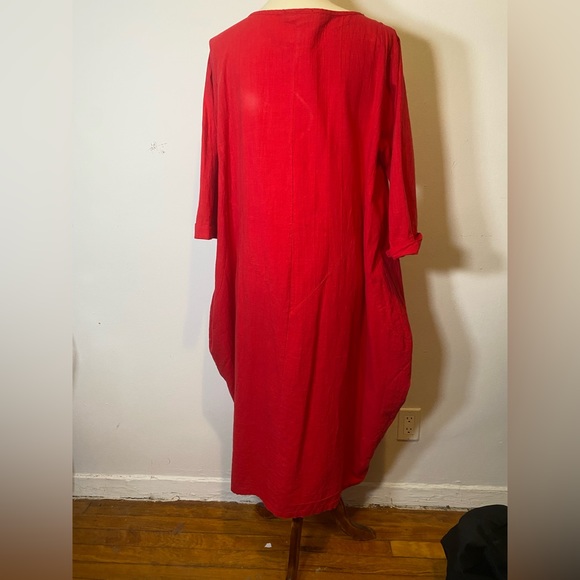 Red Cotton Maxi Dress - Picture 6 of 16